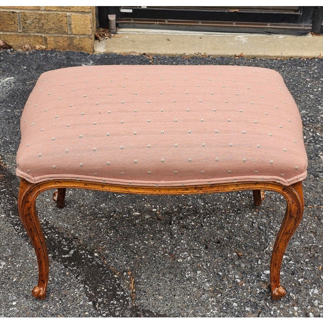 Drexel French Provincial Style Walnut Mirrored Vanity Table With Bench - Set of 2 For Sale - Image 9 of 12