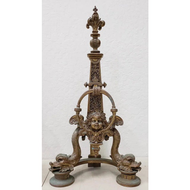 Pair of Late 19th Century French Baroque Bronze Chenets / Andirons For Sale - Image 10 of 12