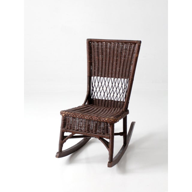 Antique Victorian Wicker Rocking Chair For Sale - Image 4 of 18