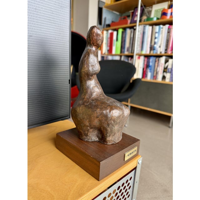 Brown Mid Century Francis Weingarten Belgium Ceramic Female Torso Sculpture European Expressionist Clay Figure Wood Base For Sale - Image 8 of 15