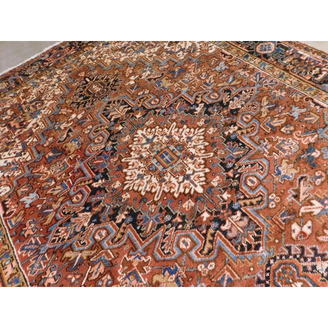Persian Hand Knotted Vintage Persian Heriz Rug 9'9"x 7'9" For Sale - Image 3 of 13