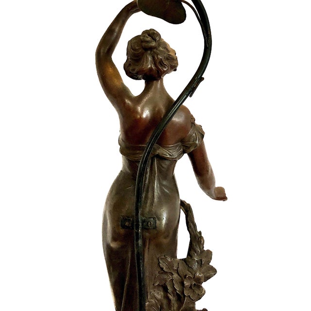 Coffee Early 20th Century Art Nouveau Figural Lamp, by Viennese Sculptor Theodor Ullmann For Sale - Image 8 of 13