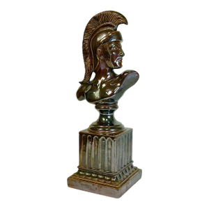 1970s Vintage Folk Art Neoclassical Roman Centurion Warrior Ceramic Sculpture Bust, Artist Signed
