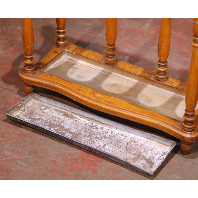 19th Century French Faux Bamboo Umbrella Stand With Zinc Drip Tray For Sale - Image 10 of 12