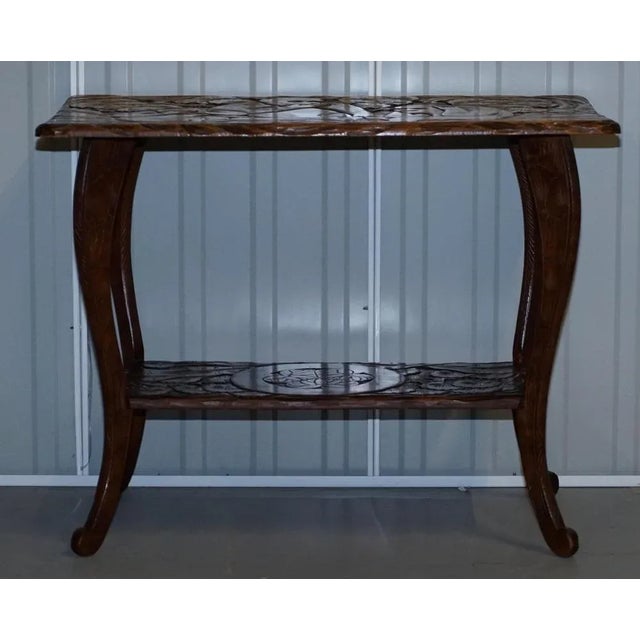 Monkey Hear See Speak No Evil Carved Coffee Table For Sale - Image 3 of 16