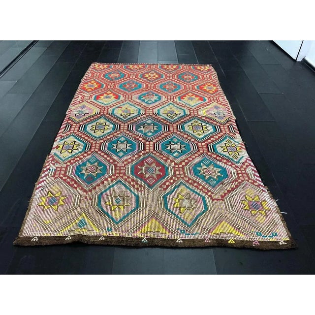 Antique Colorful Kilim For Sale - Image 6 of 6