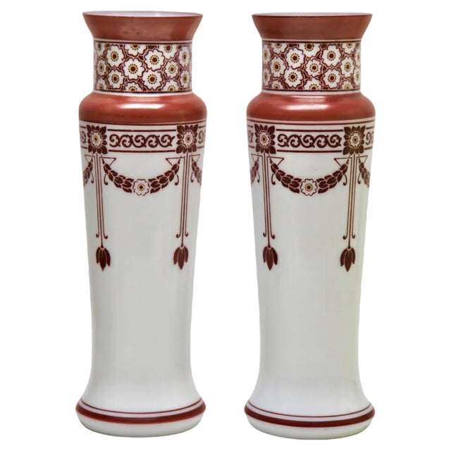 Art Nouveau French Handmade Vases, 1920s, Set of 2 For Sale