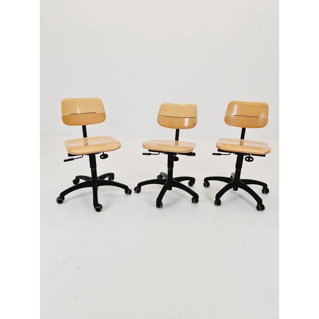 Vintage Bauhaus Swivel Office Cair in Wood by Stollgiroflex, 1990s For Sale - Image 11 of 18
