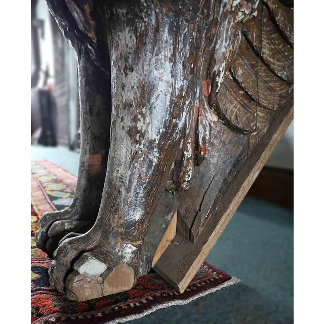 Relief Carved Wood Ornament in the Form of a Winged Lion For Sale - Image 12 of 12