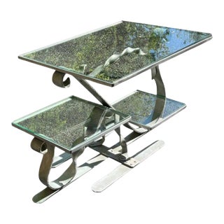 1940s Modernistic Aluminum & Glass Coffee Table For Sale