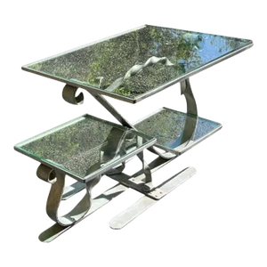 1940s Modernistic Aluminum & Glass Coffee Table