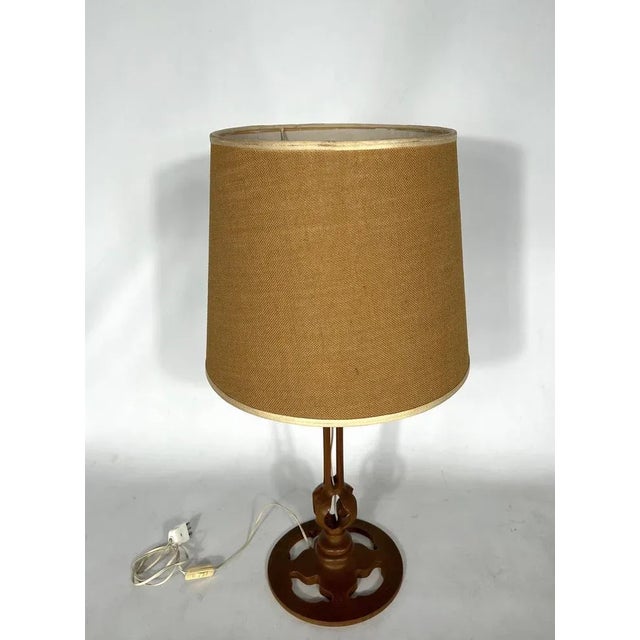 Vintage Italian Wood Table Lamp, 1950s For Sale - Image 6 of 12