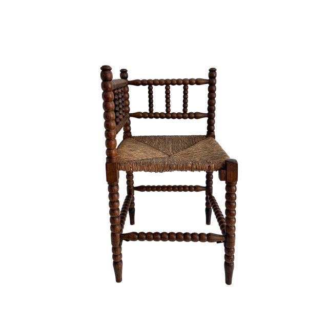 Wood Antique Dutch Bobbin Corner Chair For Sale - Image 7 of 9