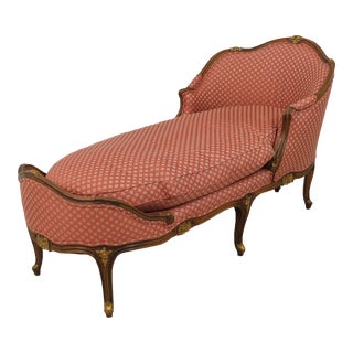 Vintage 1930s French Louis XV Chaise Lounge Settee For Sale