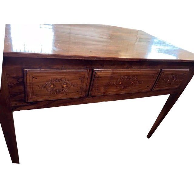 Neoclassical 18th Century Italian Neoclassical Handcrafted Walnut Writing Desk For Sale - Image 3 of 12