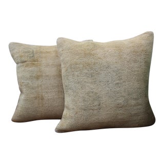 A Pair of Turkish Vintage Rug Decorative Pillow Covers - 20"x20" For Sale