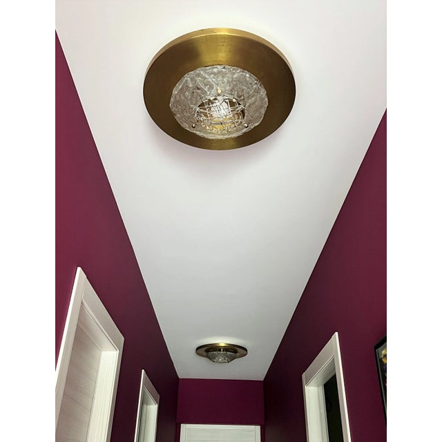 Mid-Century Modern Italian Flush Mounts in Brass by Angelo Brotto for Esperia, 1970s, Set of 2 For Sale - Image 3 of 18