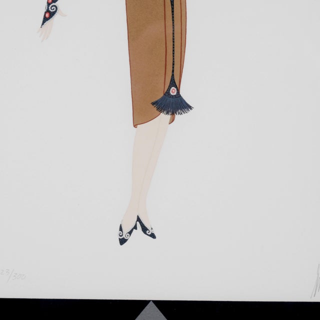 Erte "Manhattan Mary Ii" Artist Hand Signed & Numbered Limited Edition 223/300 Framed & Matted Serigraph Excellent Print in Very Good + Frame For Sale - Image 9 of 11