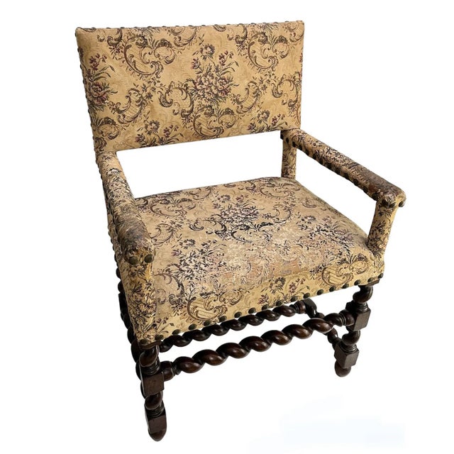 English Early 19th Century English Barley Twist Walnut Armchair For Sale - Image 3 of 12