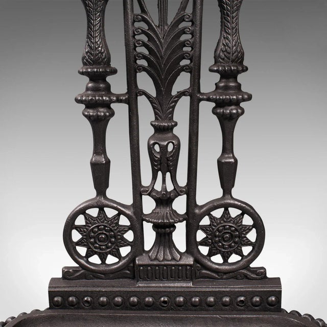 Black 1940s Vintage Art Deco English Iron Decorative Stick Stand For Sale - Image 8 of 11