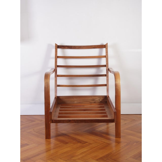 Art Deco Upholstered Walnut Lounge Chair, 1930s For Sale - Image 4 of 18