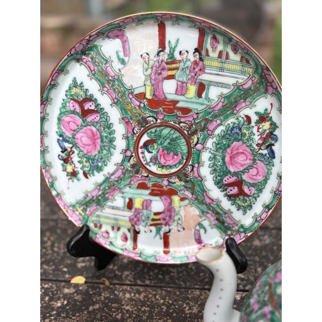 Vintage Porcelain Rose Medallion Coffee Tea Service Set of 6 For Sale - Image 11 of 11