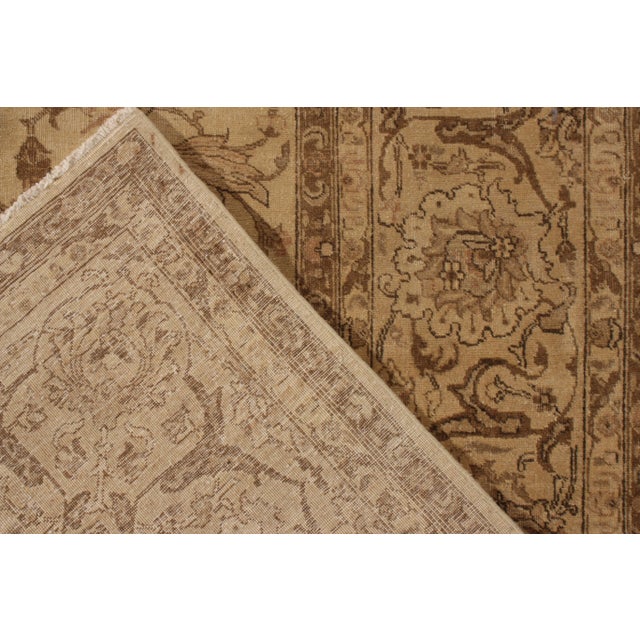 Antique Persian Tabriz Rug in an All Over Beige, Brown Floral Pattern For Sale In New York - Image 6 of 7