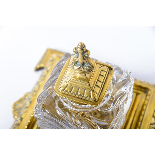 Glass Inkwell and Brass Inkstand With Tray For Sale In West Palm - Image 6 of 7