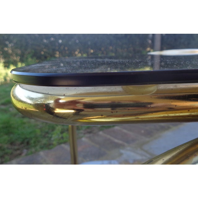 Golden Two-Tier Coffee Table with Smoked Glass, 1980s For Sale - Image 17 of 18