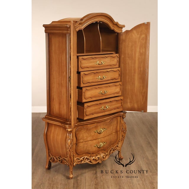 French Rococo Style Bombe Armoire Chest For Sale - Image 14 of 18