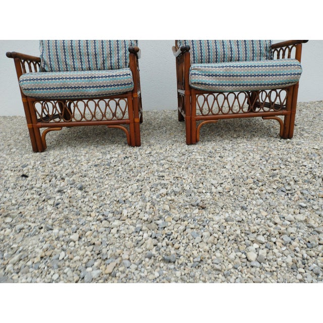 Textile Vintage Rattan Armchairs with Quilted Seats, Set of 2 For Sale - Image 7 of 18