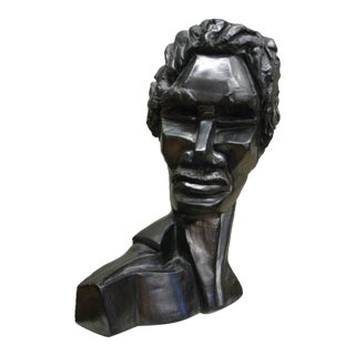 1988 Cubist Style Sculpture of a Male Head For Sale
