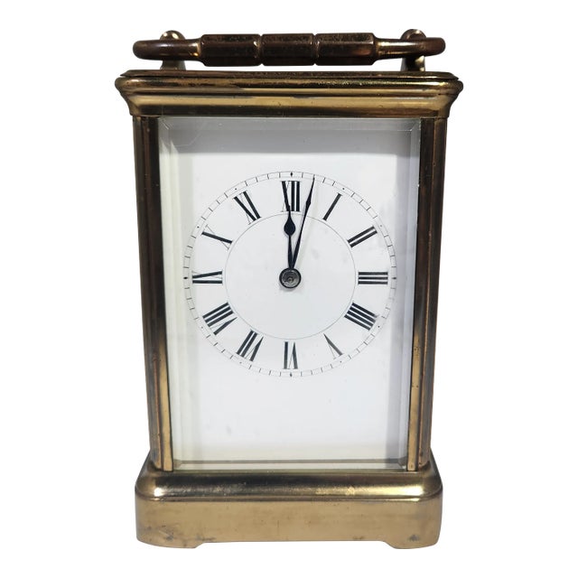 Mid 20th Century Large Hands French Repeater Brass Carriage Clock Paris For Sale