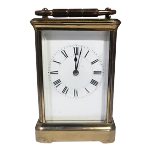 Mid 20th Century Large Hands French Repeater Brass Carriage Clock Paris
