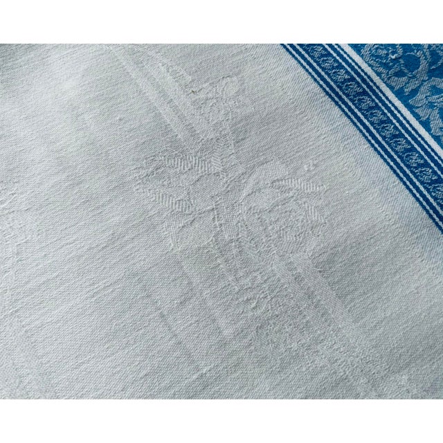 Exquisite French Damask Linen Tablecloth - Classical Rose & Vine Pattern, C. 1920s For Sale - Image 12 of 12