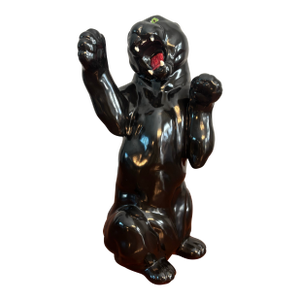 Vintage Italian Ceramic Panther Sculpture, C. 1960