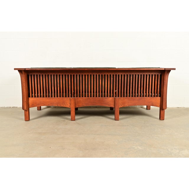 Stickley Style Mission Oak Arts and Crafts Spindle Settle Sofa For Sale - Image 10 of 11