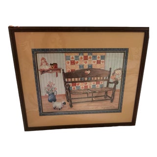 Lotti Avila Folk Art Print - Framed - Americana Farmhouse - Signed and Numbered - Vintage Wall Art For Sale