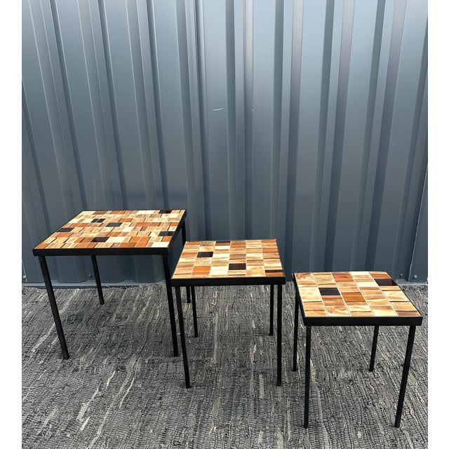 Modern Vintage Nesting Tables by Mado Jolain, 1960s, Set of 3 For Sale - Image 3 of 18
