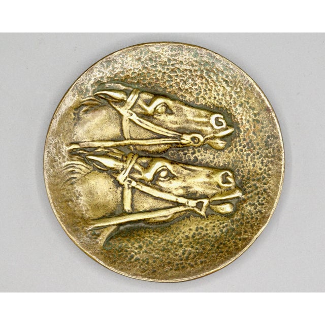 1930s Antique French Art Deco Gilt Bronze Equestrian Tray Pocket Empty For Sale - Image 5 of 7