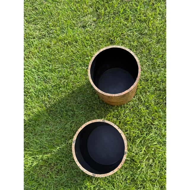 Vintage Egyptian Revival Paper-Covered Wastebaskets | Pair For Sale - Image 10 of 12