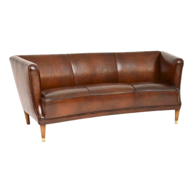 Vintage Danish Leather Sofa, 1950s For Sale