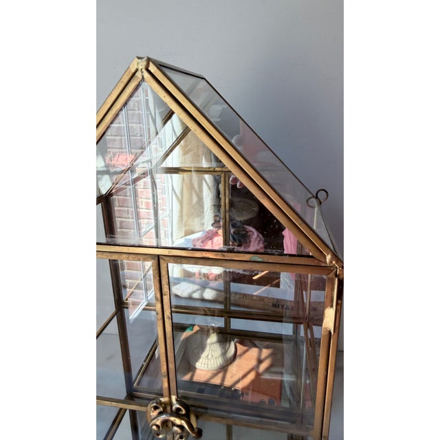 Glass Gold Display Cabinet Wall Curio Cabinet Collectibles Case For Sale - Image 4 of 8