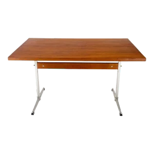 Teak & Chrome Base Mid Century Danish Modern Petit Desk Console Writing Table