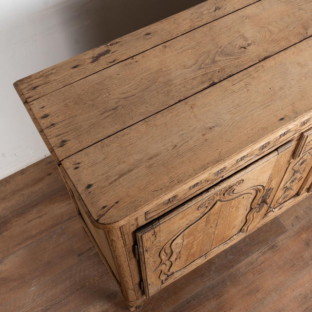Late 19th Century 19th Century French Long Bleached Oak Three Door Sideboard Buffet For Sale - Image 5 of 13
