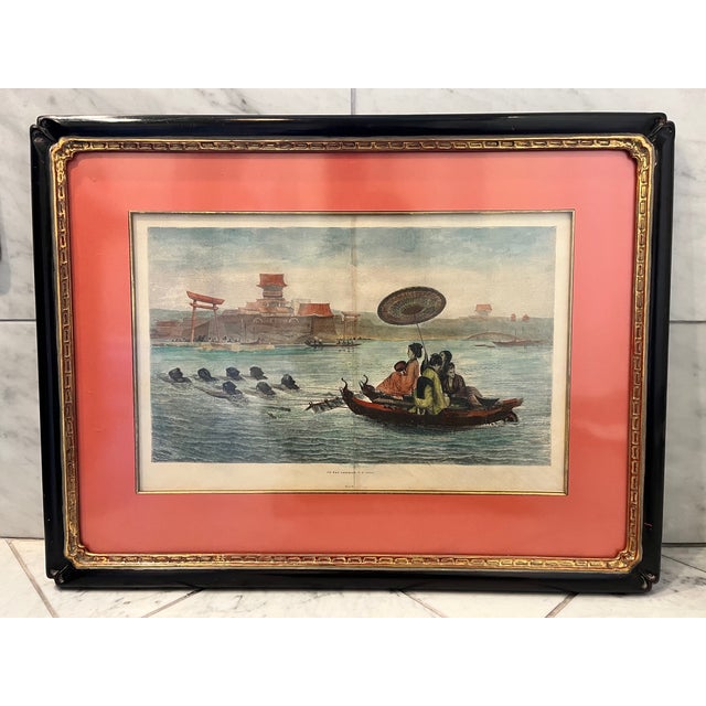 After Paul Lenoir, this is titled The Japanese Barque, a hand-colored engraving, published in the Illustrated London News,...