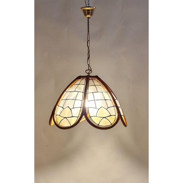 Italian Bamboo Pendant Lamp, 1970s For Sale - Image 6 of 12
