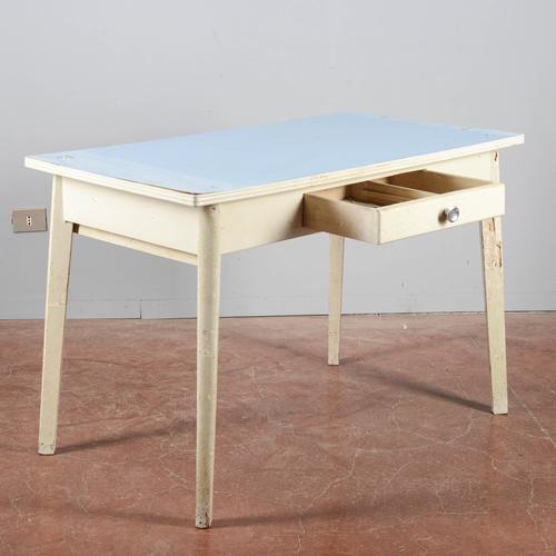 Mid-Century Kitchen Table with Light Blue Top, Italy, 1950s For Sale - Image 3 of 9