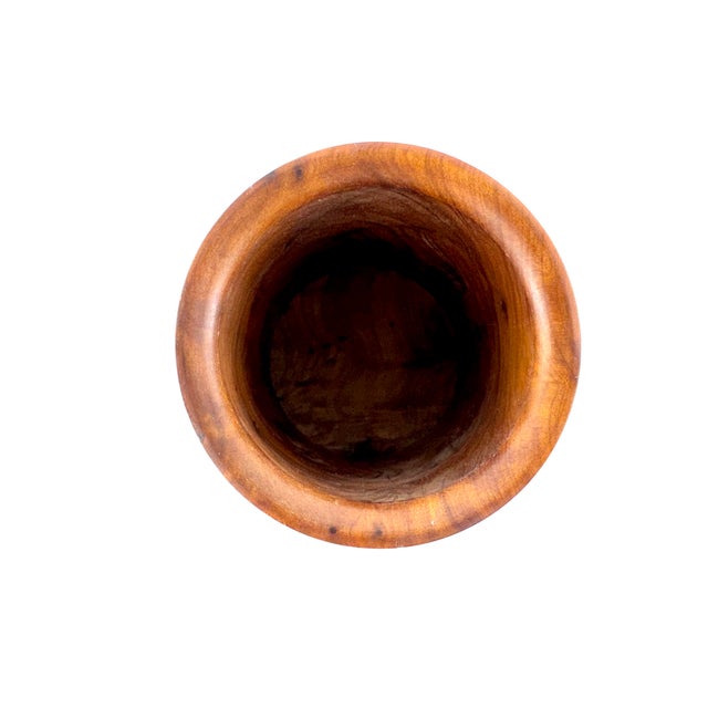 Mid-Century Modern Vintage Turned Burl Wood Pencil & Pen Holder Desk Organizer For Sale - Image 3 of 9