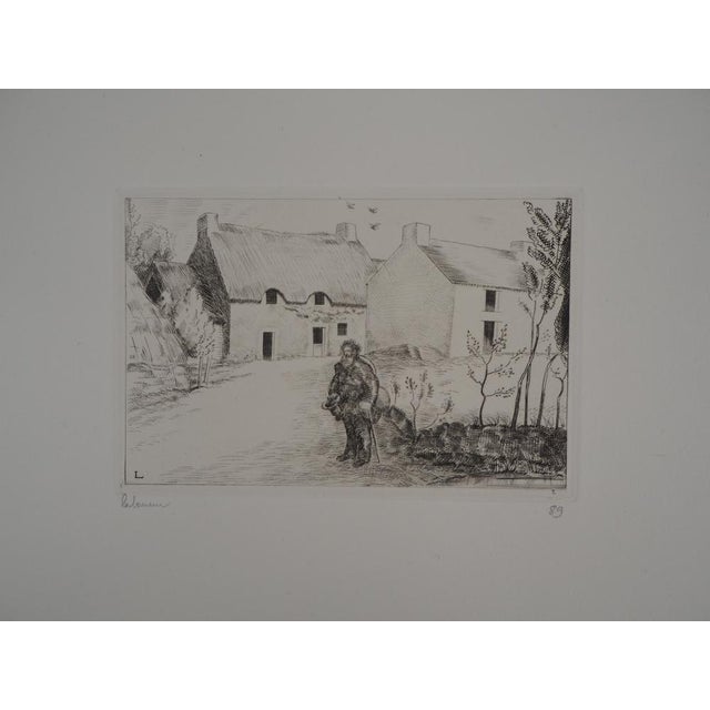 Jean-Emile Laboureur, Landscape with Beggar, Original Etching For Sale - Image 7 of 7